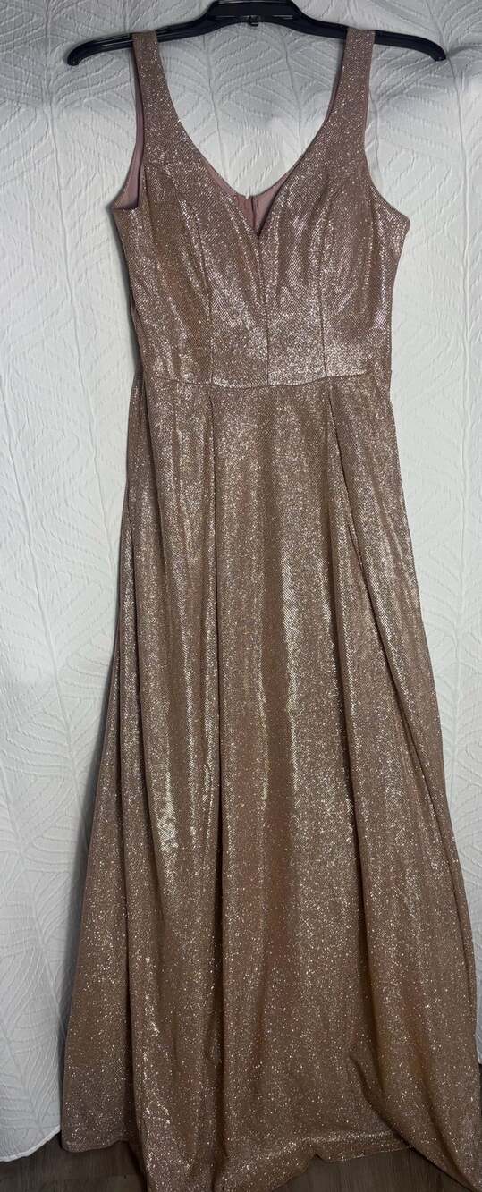 B. Smart Glitter Formal Dress Size 5/6 Rose Gold V-Neck Long